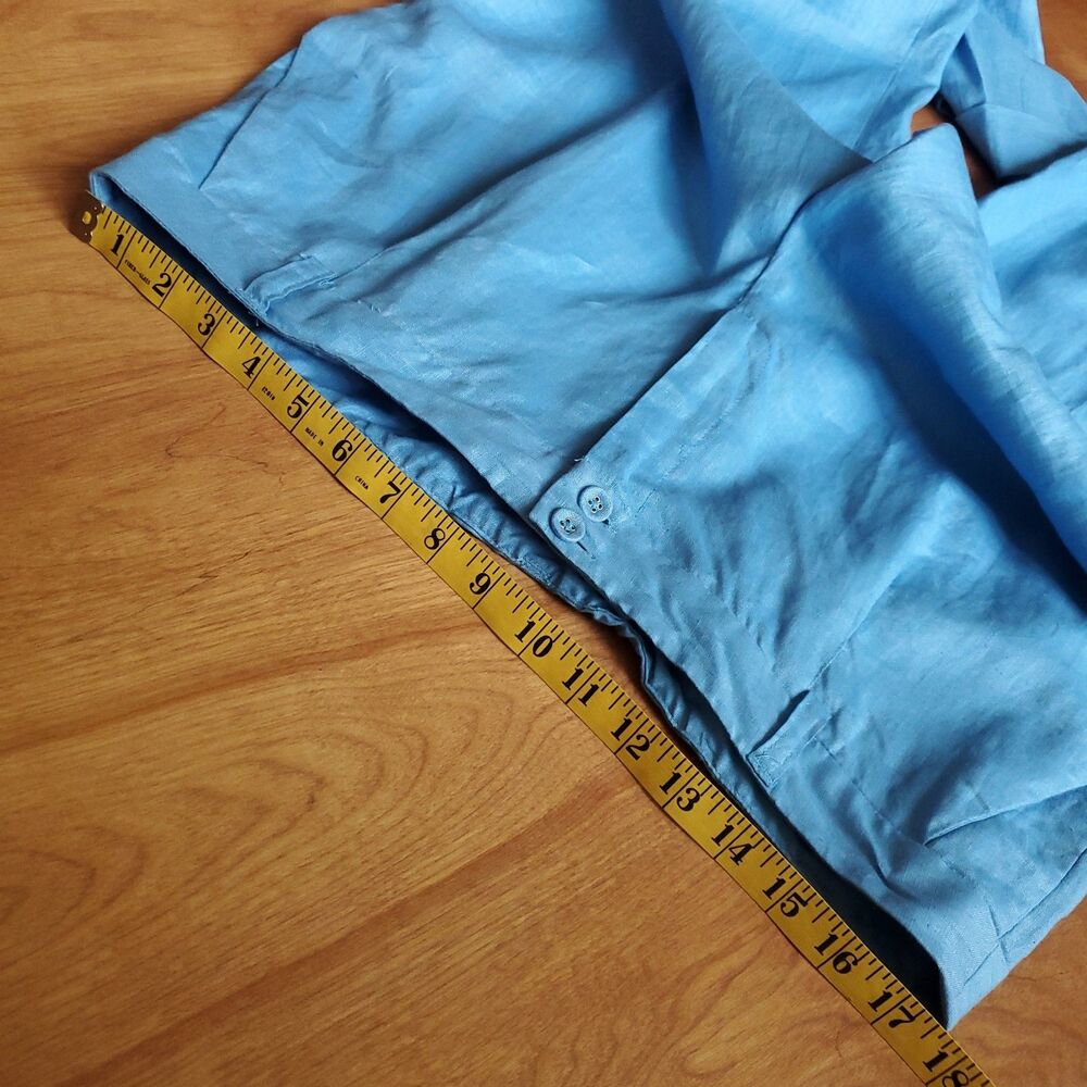 NEW Coldwater Creek Linen Trousers Womens 16 Blue Willow Fit Pants 35 x 32 - Picture 7 of 11